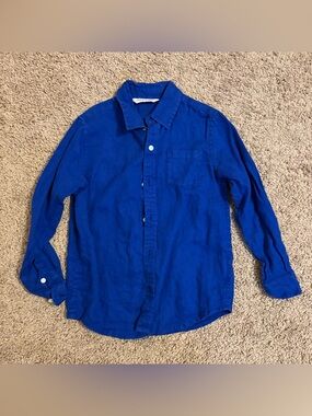 Janie & Jack boys size 5 Long-Sleeve Button-down Shirt in Cobalt Blue